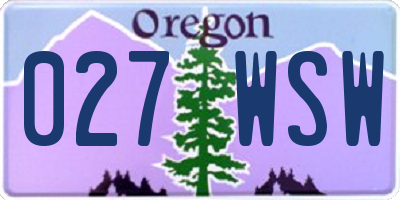 OR license plate 027WSW
