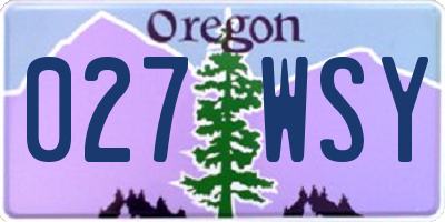 OR license plate 027WSY