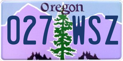 OR license plate 027WSZ