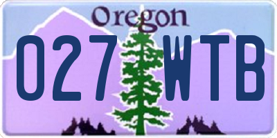 OR license plate 027WTB