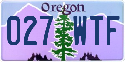 OR license plate 027WTF