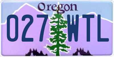 OR license plate 027WTL