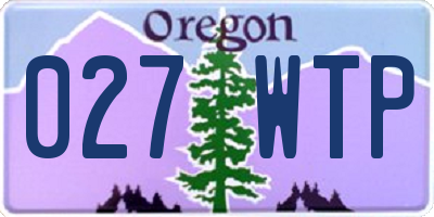 OR license plate 027WTP