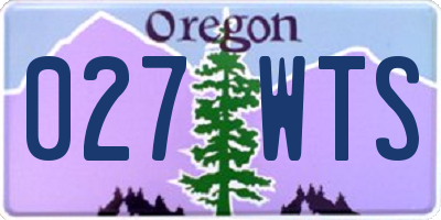 OR license plate 027WTS
