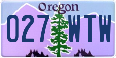 OR license plate 027WTW