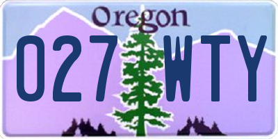 OR license plate 027WTY