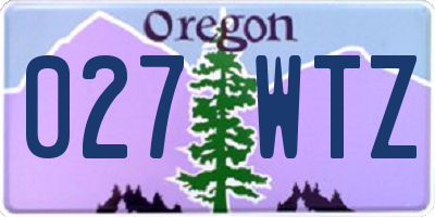OR license plate 027WTZ