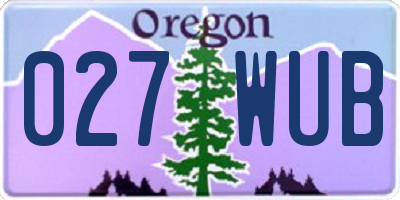 OR license plate 027WUB