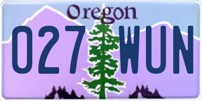 OR license plate 027WUN
