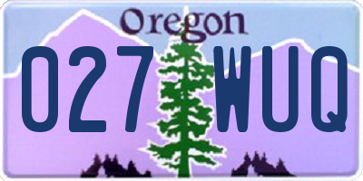 OR license plate 027WUQ