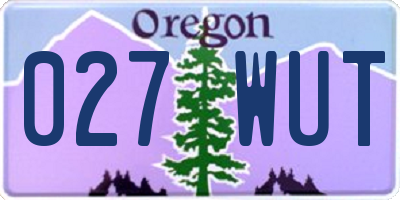OR license plate 027WUT