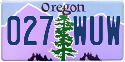 OR license plate 027WUW