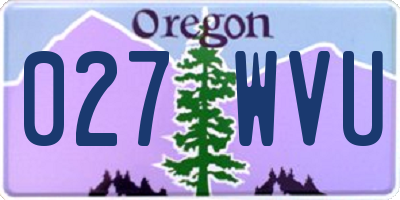 OR license plate 027WVU