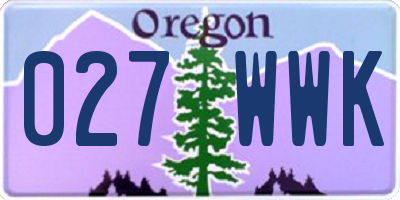 OR license plate 027WWK