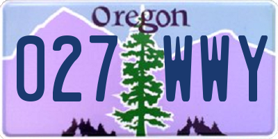 OR license plate 027WWY