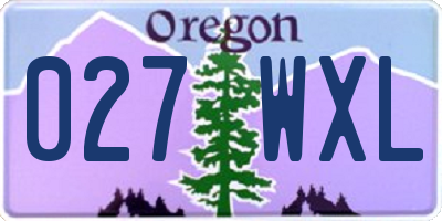 OR license plate 027WXL