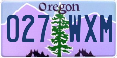 OR license plate 027WXM