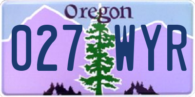 OR license plate 027WYR