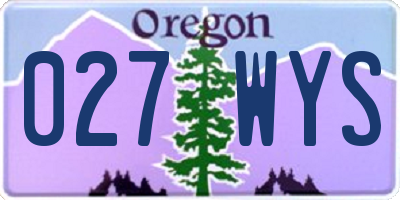 OR license plate 027WYS