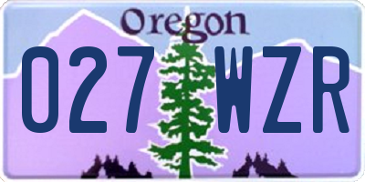 OR license plate 027WZR