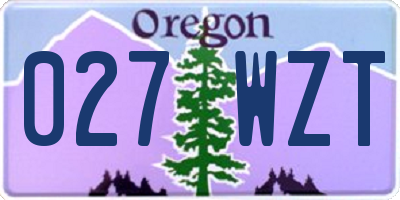 OR license plate 027WZT