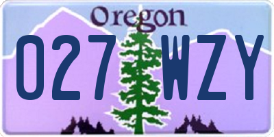 OR license plate 027WZY
