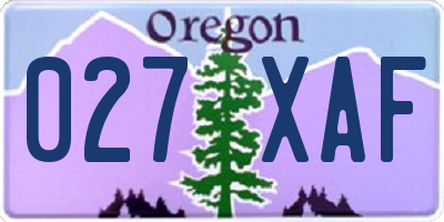 OR license plate 027XAF