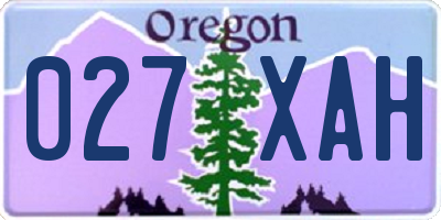 OR license plate 027XAH