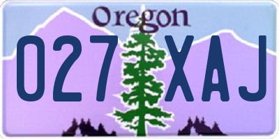 OR license plate 027XAJ