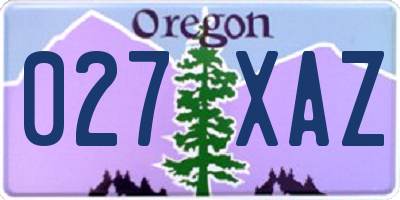 OR license plate 027XAZ