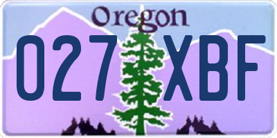 OR license plate 027XBF