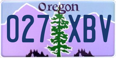 OR license plate 027XBV
