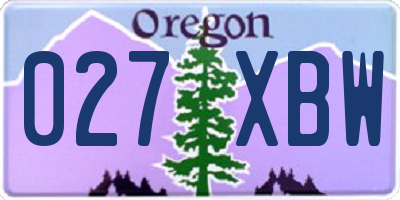 OR license plate 027XBW