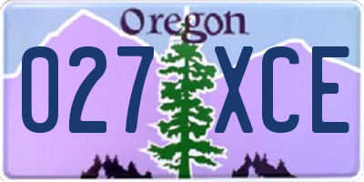 OR license plate 027XCE