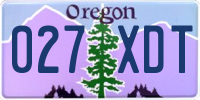 OR license plate 027XDT