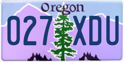OR license plate 027XDU