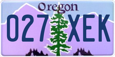 OR license plate 027XEK