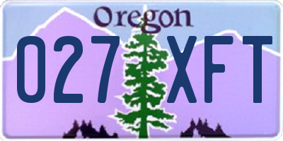 OR license plate 027XFT