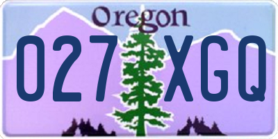 OR license plate 027XGQ