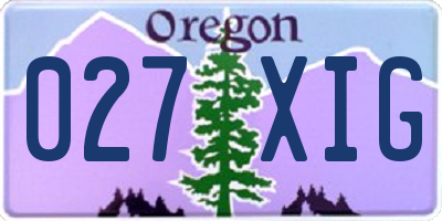 OR license plate 027XIG