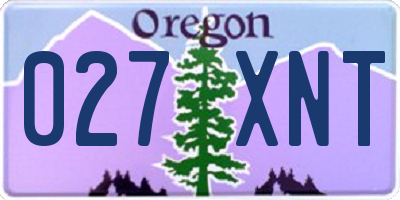 OR license plate 027XNT
