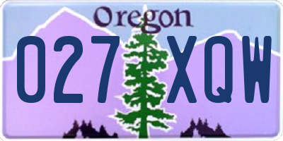 OR license plate 027XQW