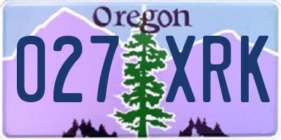 OR license plate 027XRK