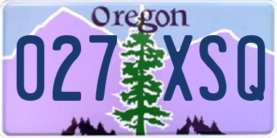 OR license plate 027XSQ