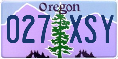OR license plate 027XSY