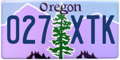 OR license plate 027XTK