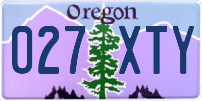 OR license plate 027XTY