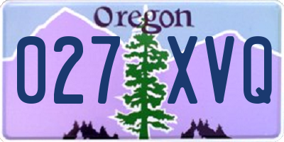 OR license plate 027XVQ