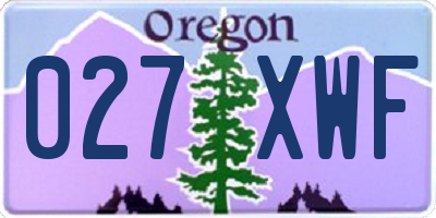 OR license plate 027XWF