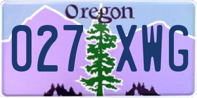 OR license plate 027XWG
